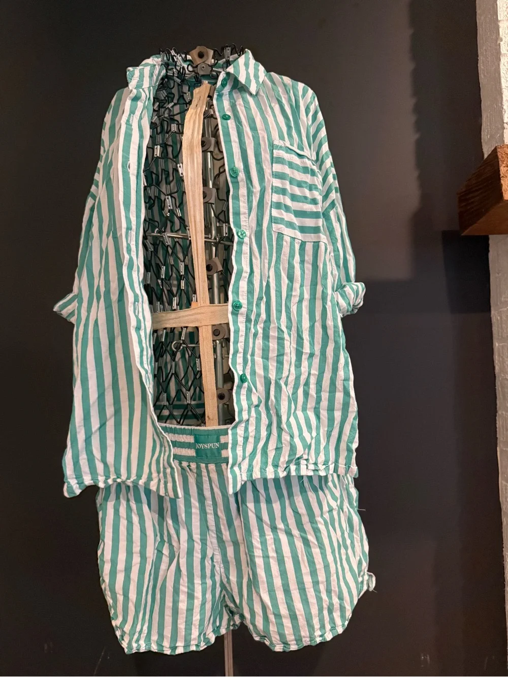 JoySpun Women’s Green & White Striped Casual Set